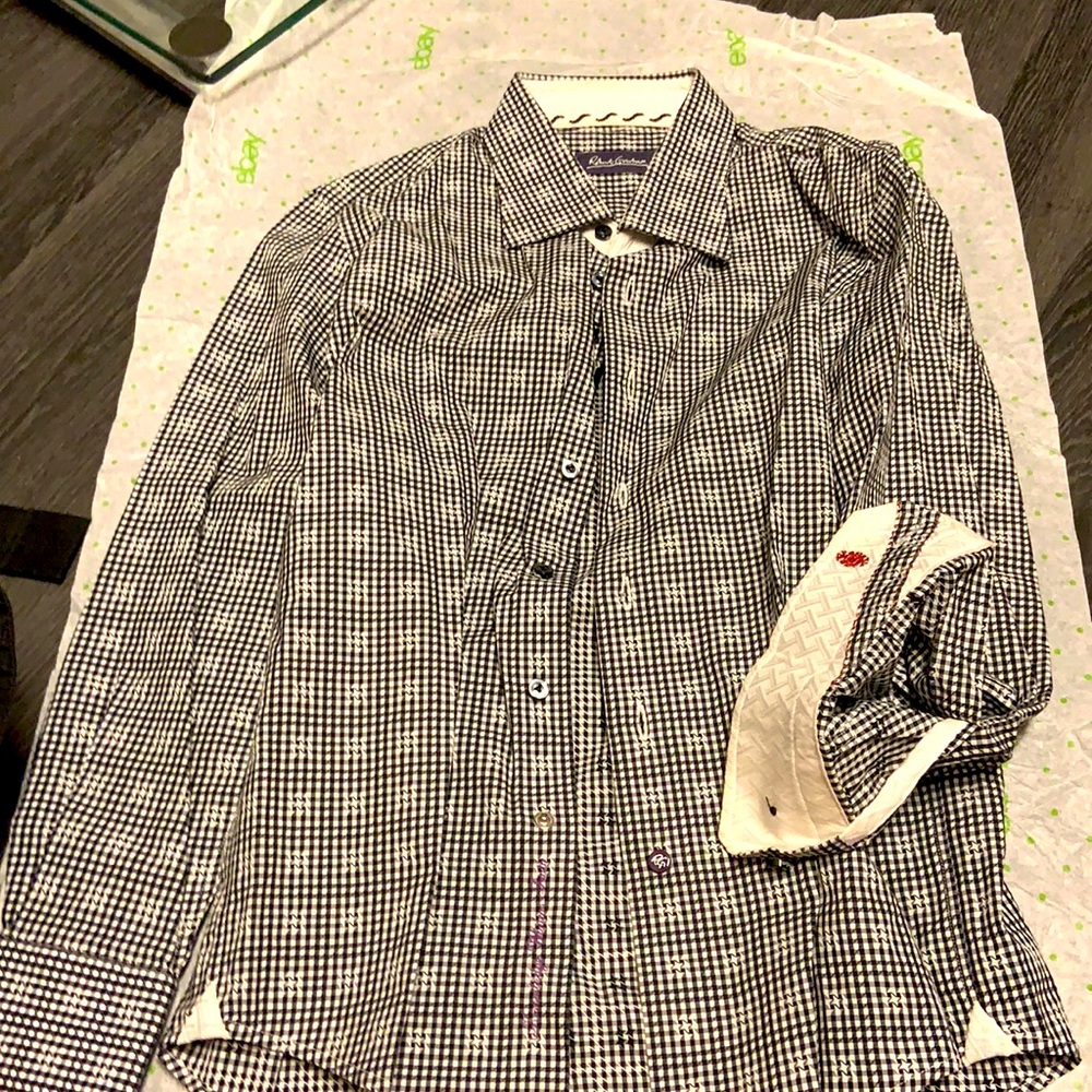 White/black Robert graham boy dress shirt size S/8